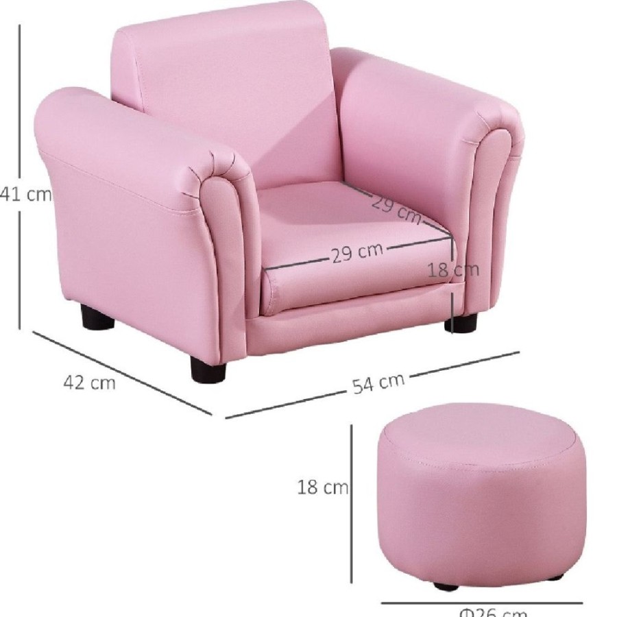 Toddler Furniture & Accessories littlehelper | Children'S Single Seater Armchair With Footstool | Pink Kids Chair | 3-5 Years