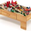 Toddler Furniture & Accessories littlehelper | Deluxe Montessori Wooden Train Set | 2-In-1 Wooden Train Table | 100Pc Train Set