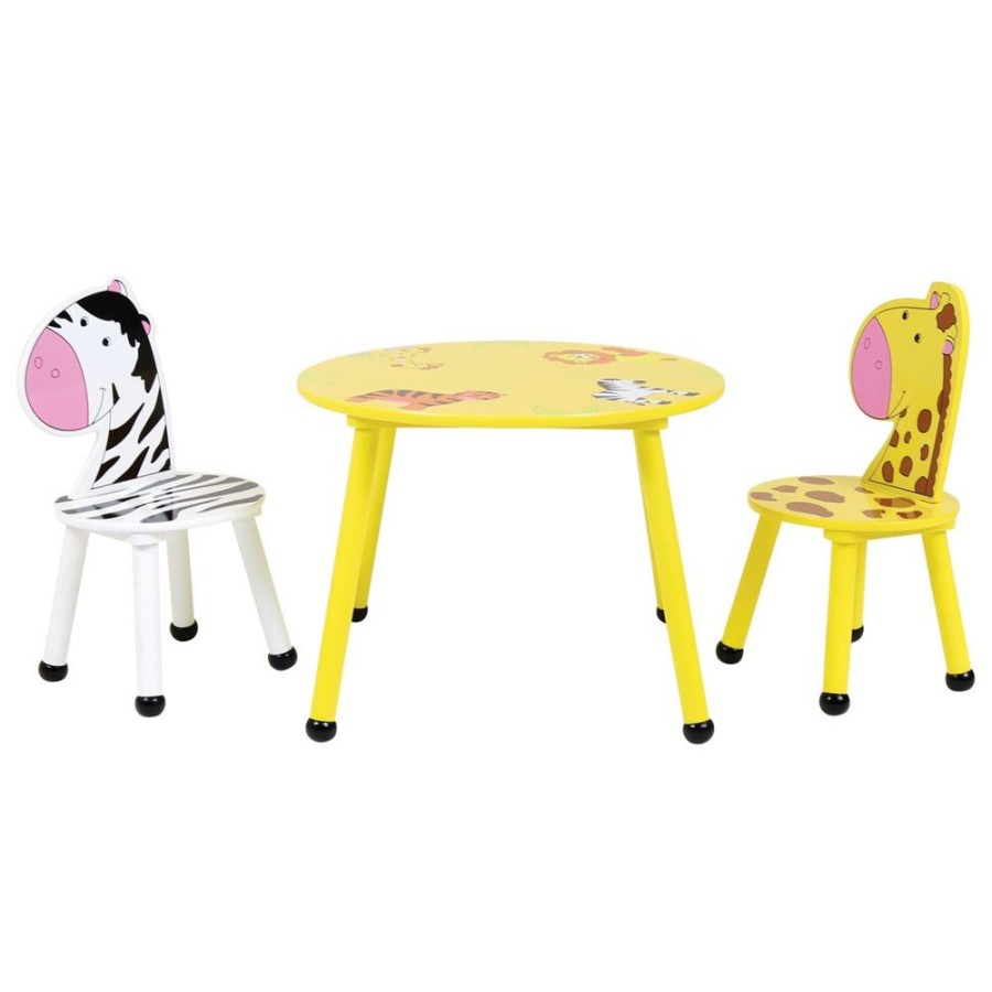 Toddler Furniture & Accessories littlehelper | Children'S Colourful Jungle Safari Animal Wooden Table & 2 Chairs Set | 3-6 Years+