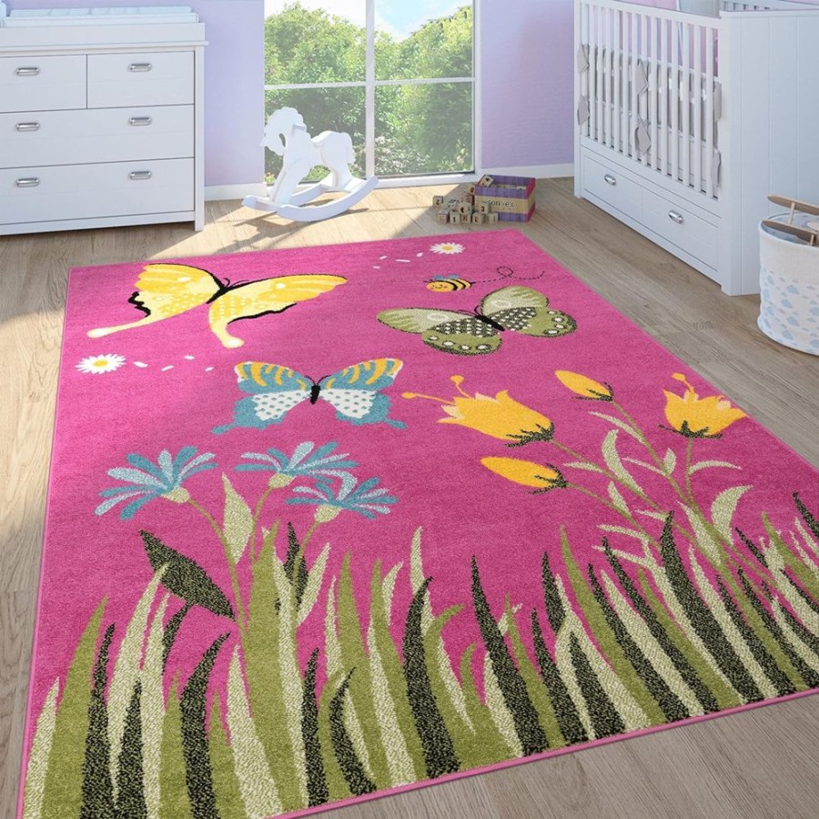 Baby & Nursery littlehelper Baby Play Mats | Hypo-Allergenic | Non Toxic Children'S Rug | Butterflys | Pink | 2 Sizes Available