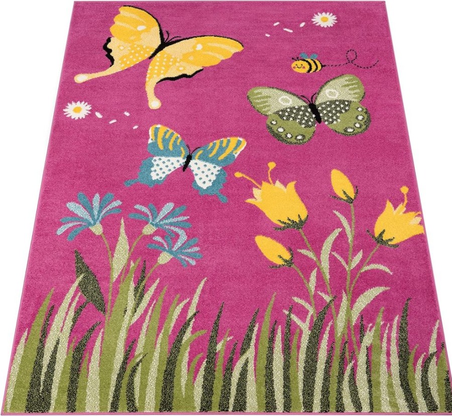 Baby & Nursery littlehelper Baby Play Mats | Hypo-Allergenic | Non Toxic Children'S Rug | Butterflys | Pink | 2 Sizes Available