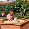 Playtime littlehelper Sand & Water Table | Kids Large Hexagonal Eco Wooden Sandpit With Cover | 1.5M Diameter | 12M+