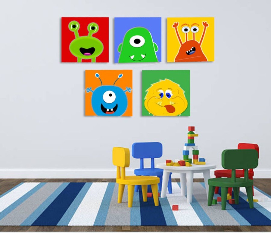 Baby & Nursery littlehelper Baby Gifts | Playroom Wall Art | Nursery Pictures | Canvas Prints - Monsters