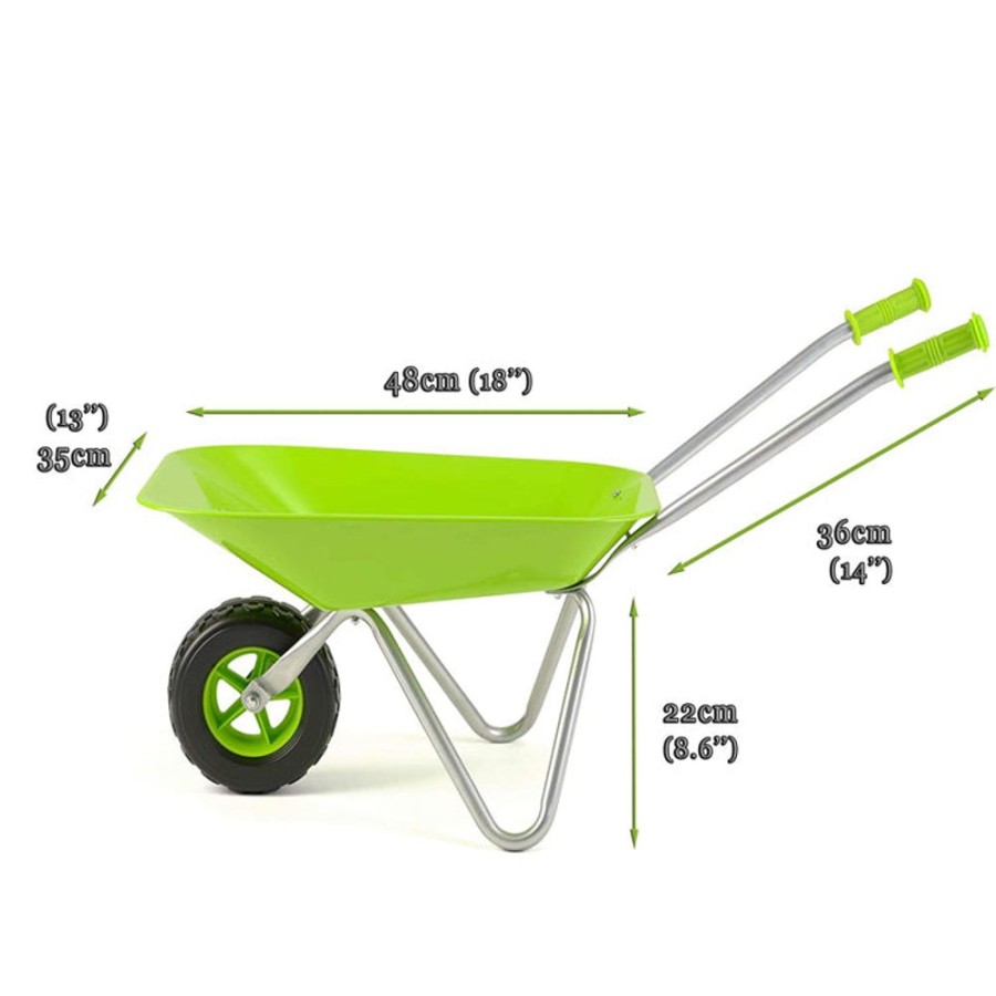 Playtime littlehelper Sand & Water Table | Montessori Kids Stainless Steel Non Rust Ergonomic Handles Wheelbarrow | Lime Green | 3 Years+