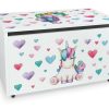 Baby & Nursery littlehelper Toy Box | Montessori Unicorn Toy Box With Slow Close Safety Hinge | White | Pastels | H:46 X W:71.5 X D:40 Cm