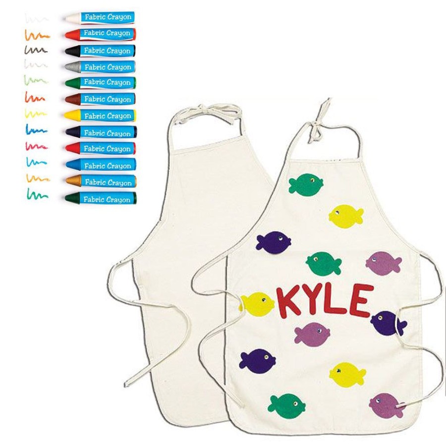 Playtime littlehelper | Childrens | Kids Design-Your-Own-Apron Kit | 12 Fabric Crayons | 3 Years+