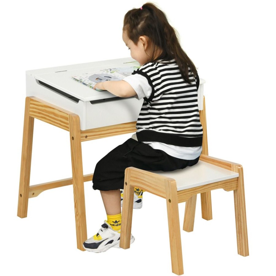 Toddler Furniture & Accessories littlehelper | Childrens Desk And Chair Set | Homework Desk | White & Natural Finish | 3 Years+