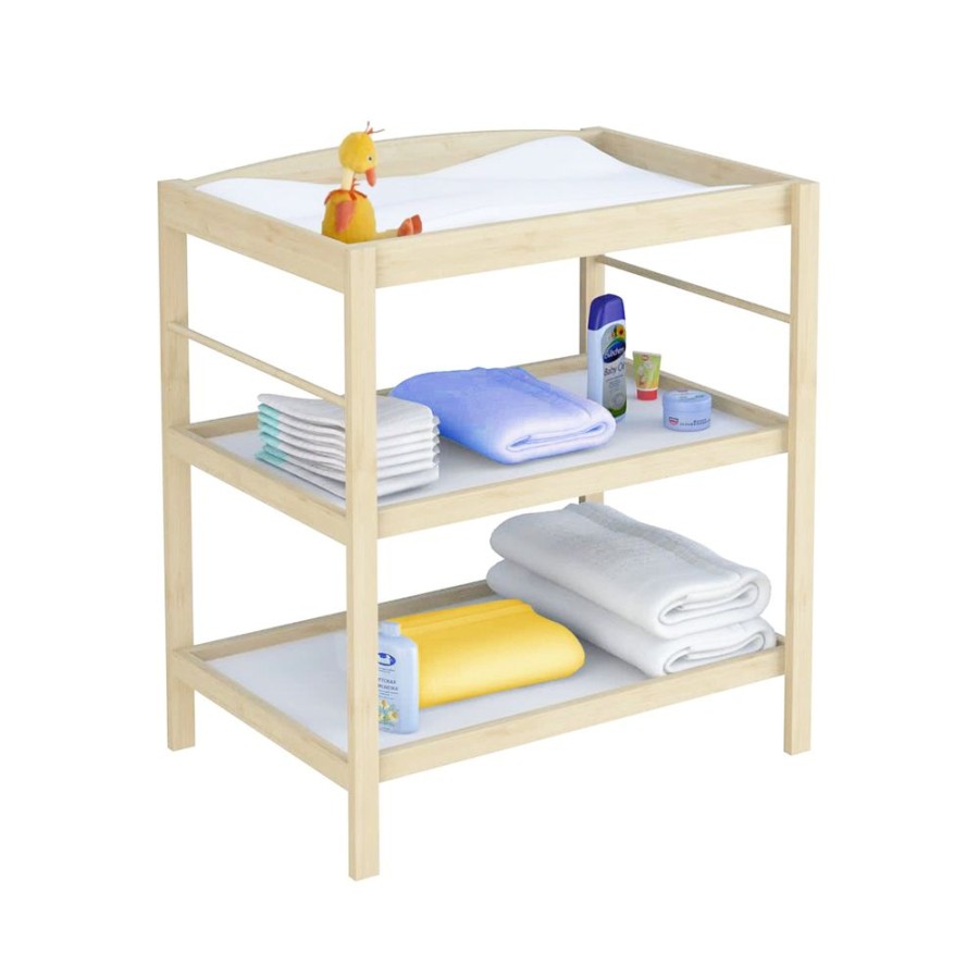 Baby & Nursery littlehelper Changing Units | Eco Wooden Open Baby Changing Unit | Table With Storage | Natural Pine With White Shelves