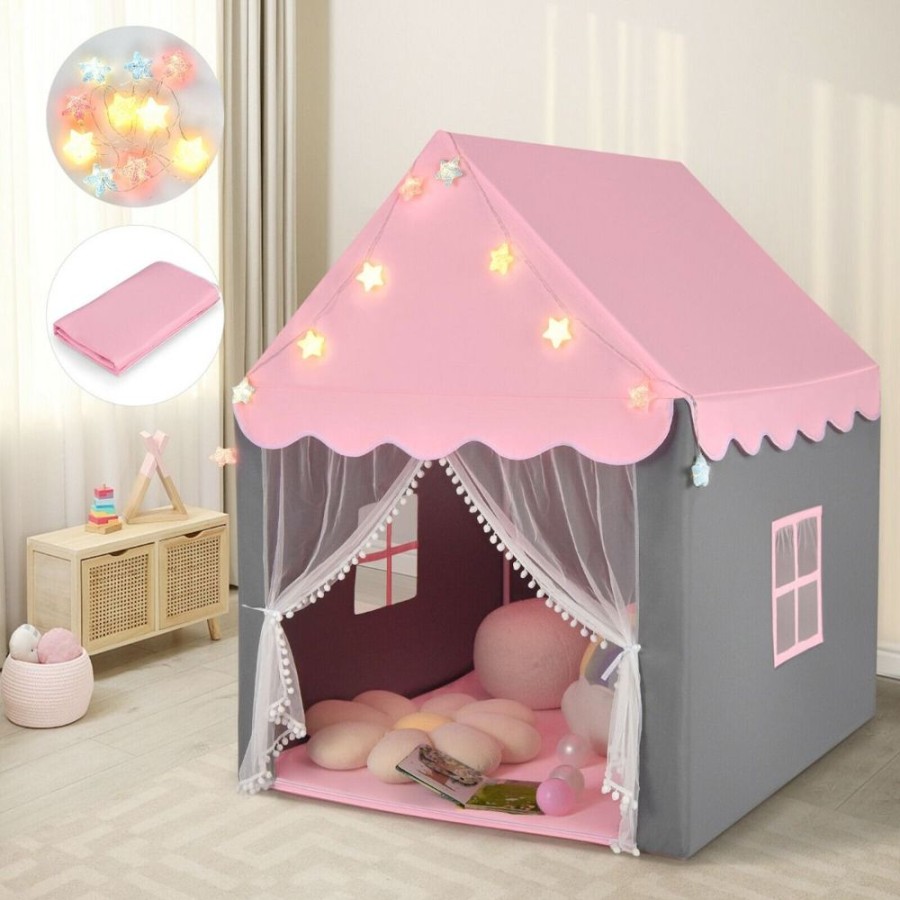 Playtime littlehelper Playhouses, Teepees & Dens | Large Children'S Playhouse Tent | Windows And Star Lights | Washable Mat | 3 Colour Options