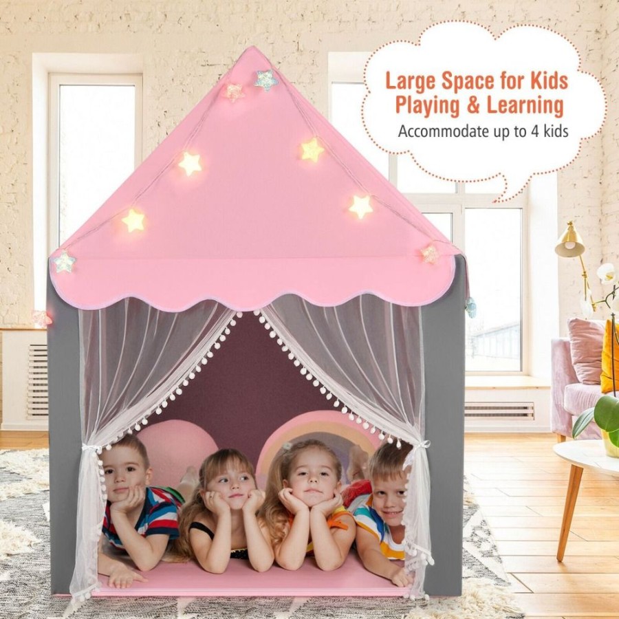 Playtime littlehelper Playhouses, Teepees & Dens | Large Children'S Playhouse Tent | Windows And Star Lights | Washable Mat | 3 Colour Options