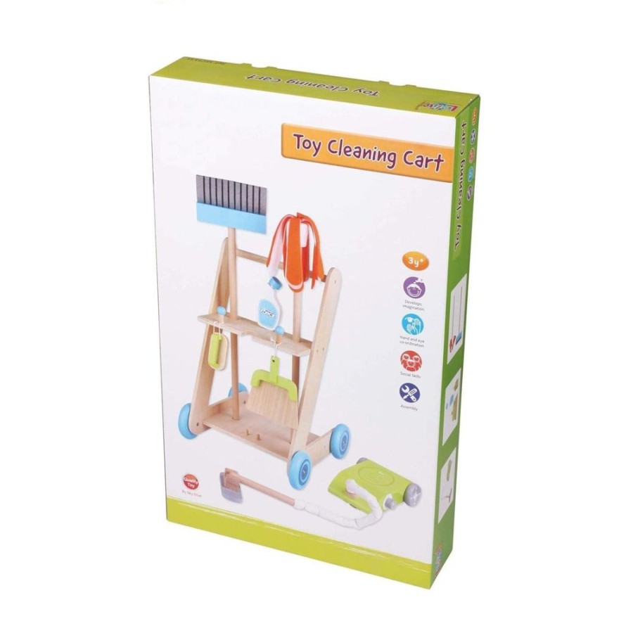 Playtime littlehelper Montessori Toys & Products | Childrens | Montessori 11 Piece Wooden Kids Cleaning Trolley | Kids Cleaning Set | 3 Years+