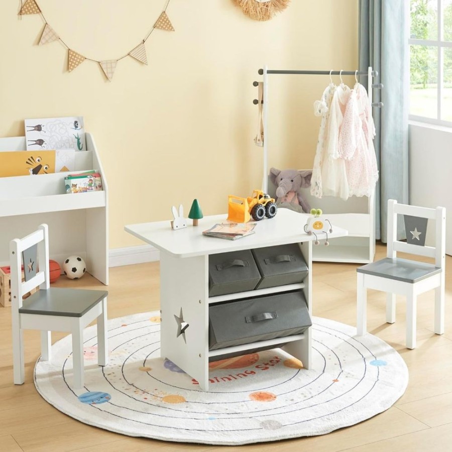 Toddler Furniture & Accessories littlehelper | Montessori Scratch-Resistant Table & 2 Chairs Set | Large Storage Drawers | White & Grey