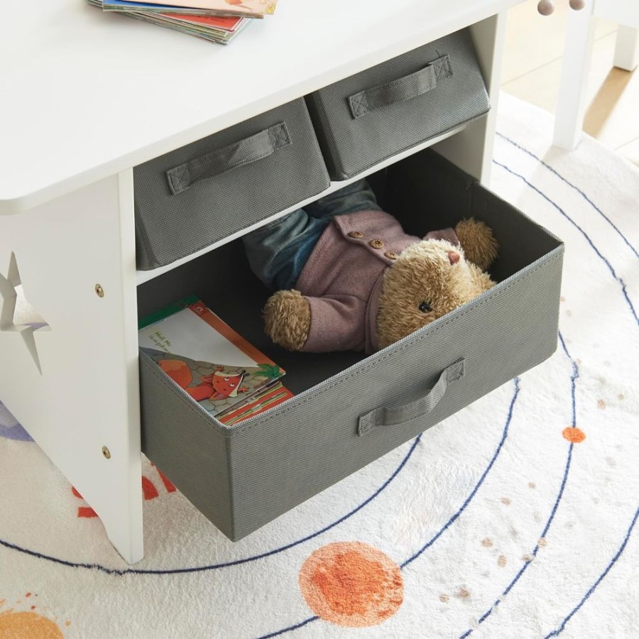 Toddler Furniture & Accessories littlehelper | Montessori Scratch-Resistant Table & 2 Chairs Set | Large Storage Drawers | White & Grey