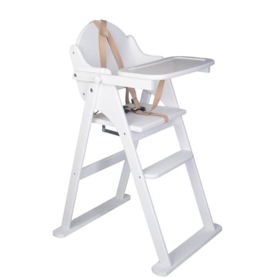 Mealtime littlehelper | Deluxe Solid Eco Wood Space Saving | Easy Folding High Chair | 5 Point Harness | White