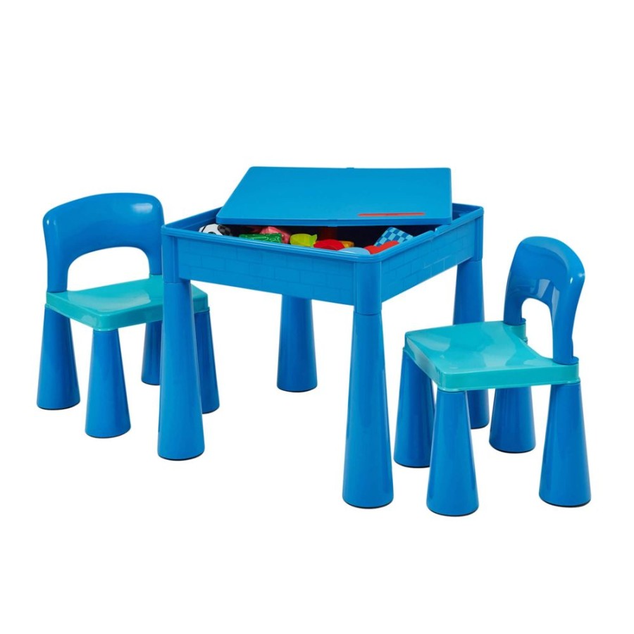 Playtime littlehelper Sand & Water Table | Kid'S Indoor | Outdoor 4-In-1 Plastic Table & 2 Chairs Set | Lego Board | Sand & Water Pit | Blues