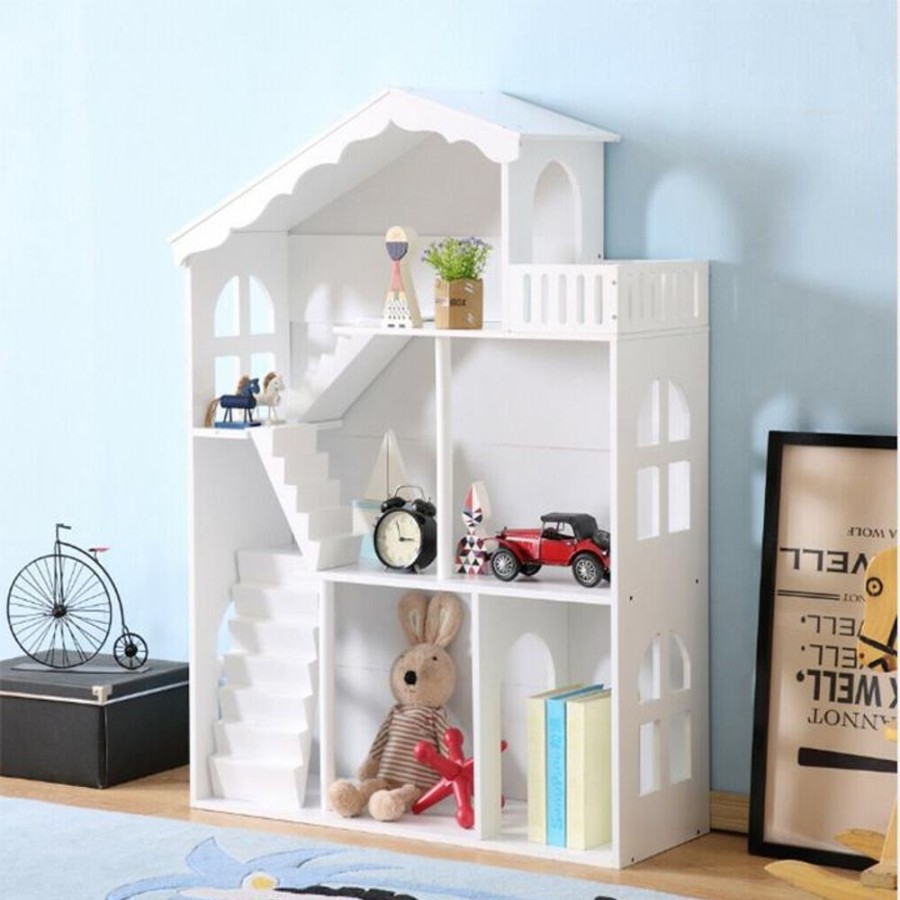 Toddler Furniture & Accessories littlehelper | Large White Wooden Montessori Dollhouse Bookcase | Toy Storage