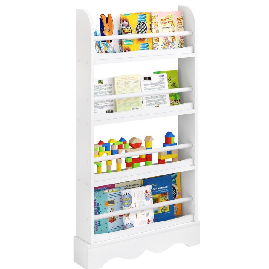 Toddler Furniture & Accessories littlehelper | Childrens | Kids 4 Tier Wall Mounted Wooden Bookcase | White | 1.18M High