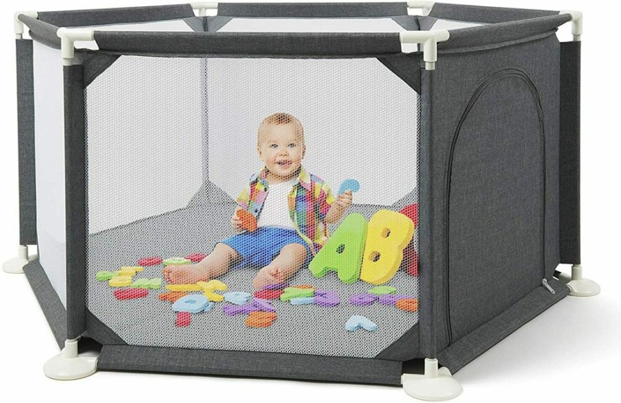 Baby & Nursery littlehelper Travel Cots & Playpens | Premium Quality Safe & Secure Baby Playpen | Ball Pool With Zip Door | Grey | 6 - 36M