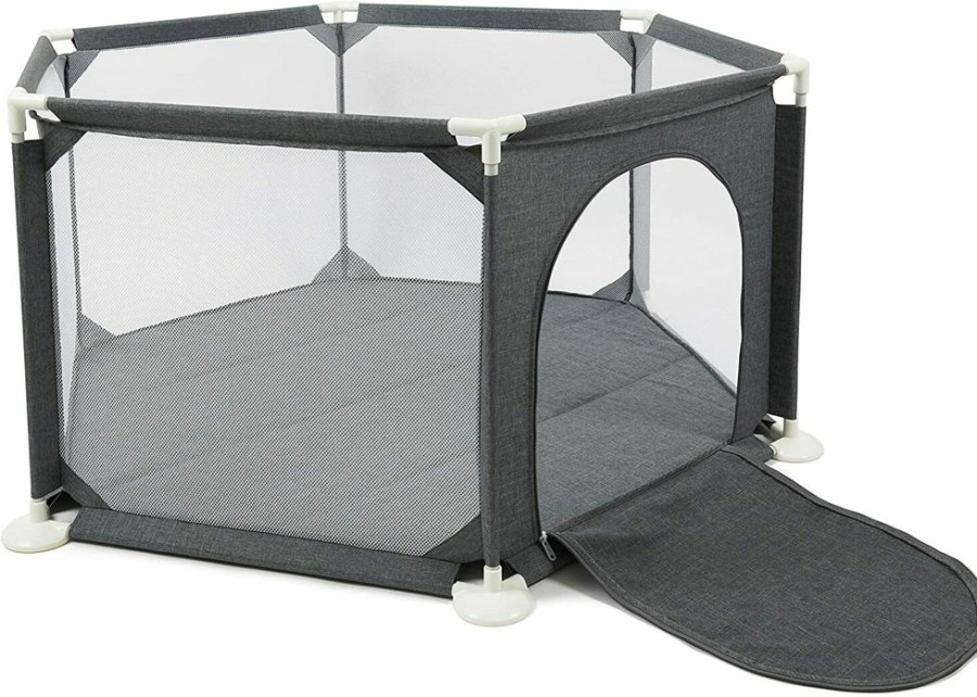 Baby & Nursery littlehelper Travel Cots & Playpens | Premium Quality Safe & Secure Baby Playpen | Ball Pool With Zip Door | Grey | 6 - 36M