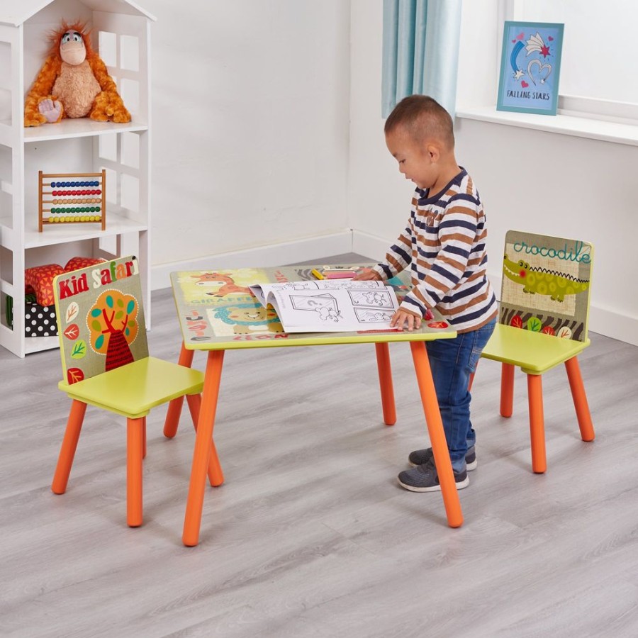 Toddler Furniture & Accessories littlehelper | Kids | Children'S Colourful Wooden Safari | Jungle Table And Chair Set