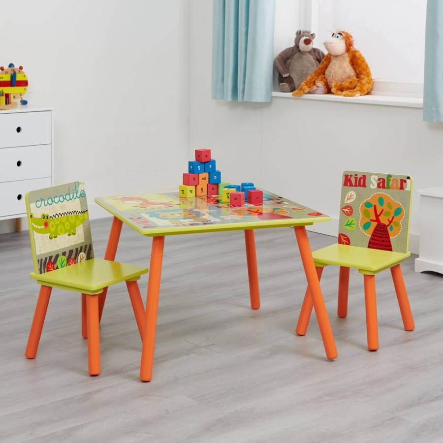 Toddler Furniture & Accessories littlehelper | Kids | Children'S Colourful Wooden Safari | Jungle Table And Chair Set