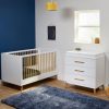 Baby & Nursery littlehelper Nursery Furniture Sets | Melody Nursery Collection | 2-In-1 Cot & Toddler Bed | Chest Of Drawers | Optic White & Corkscrew Pine