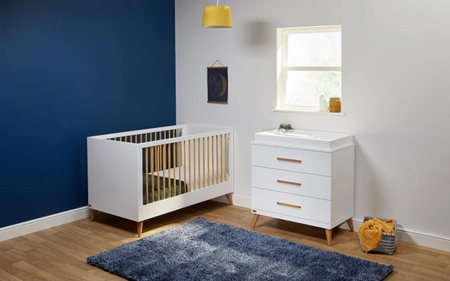 Baby & Nursery littlehelper Nursery Furniture Sets | Melody Nursery Collection | 2-In-1 Cot & Toddler Bed | Chest Of Drawers | Optic White & Corkscrew Pine