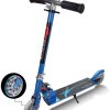 Playtime littlehelper Balance Bikes | Kids Aluminum Folding Stunt Scooter Adjustable T-Bar | Push Kick Light Up 2 Wheels | Blue