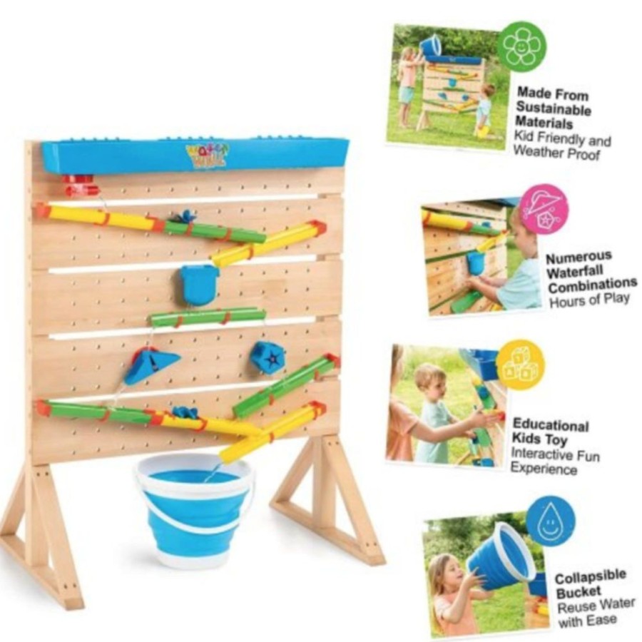 Playtime littlehelper Sand & Water Table | Montessori Outdoor Eco Wood Water Wall | Sand And Water Play With Accessories | 3 Years+