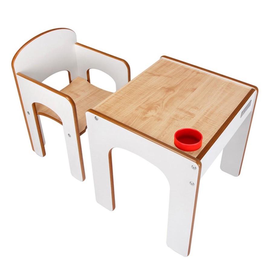 Toddler Furniture & Accessories littlehelper | Little Helper Montessori Wooden Funstation Kids Table & Chairs Set - White