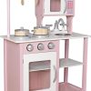 Toddler Furniture & Accessories littlehelper | Kids Wooden Play Kitchen Cooker Role Play Childrens Pretend Toys + Utensil Pink