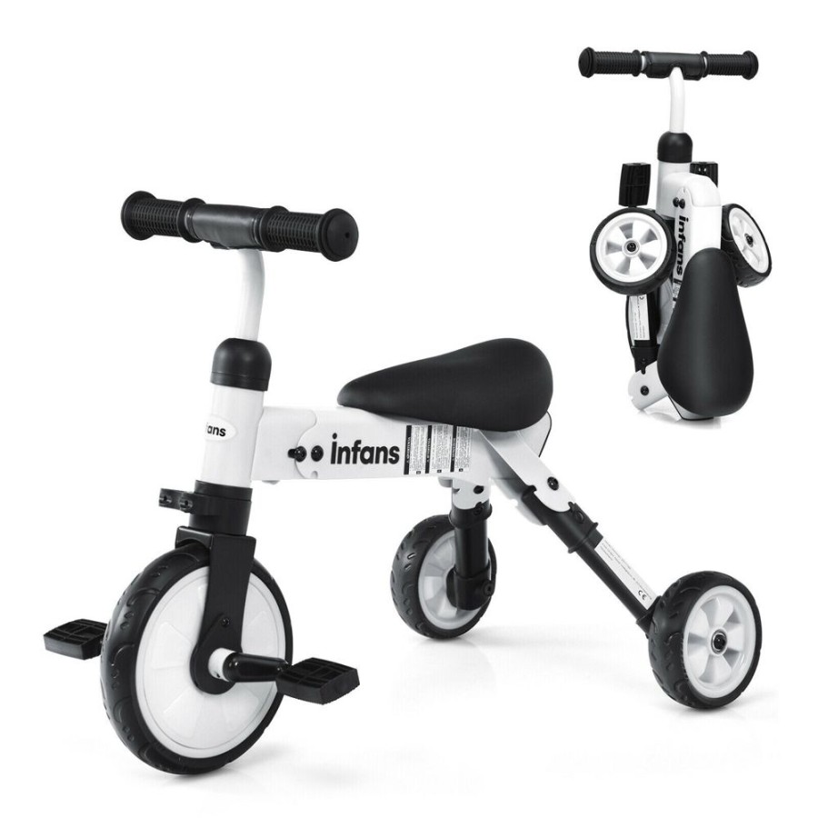 Playtime littlehelper Ride On Toys | 2-In-1 Kids Folding Tricycle Balance Bike | 3 Wheel Bike Trike | Removable Pedals | White | 1-4 Years