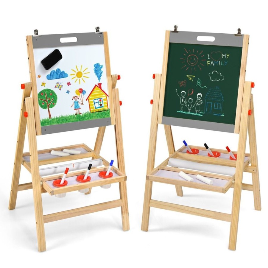 Toddler Furniture & Accessories littlehelper | Montessori Height Adjustable Folding Wooden Easel | Whiteboard & Blackboard | Storage Tray | 3 Years+