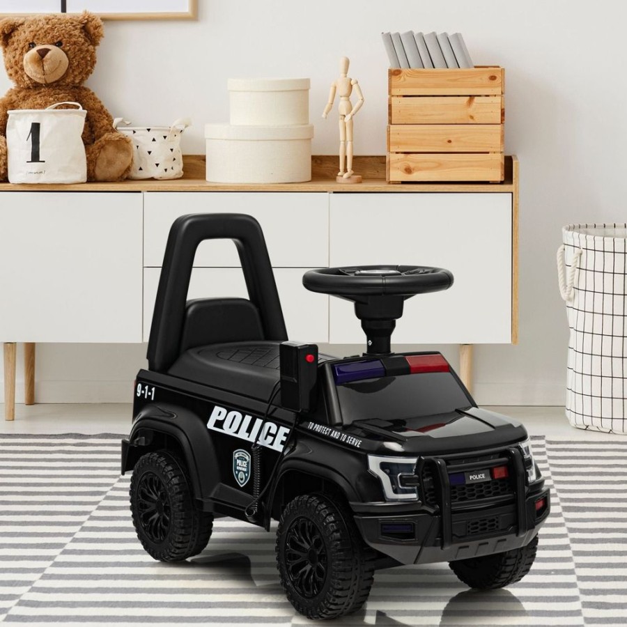 Playtime littlehelper Balance Bikes | Black Toddler Push Along Car | Ride On Police Car | Under Seat Storage