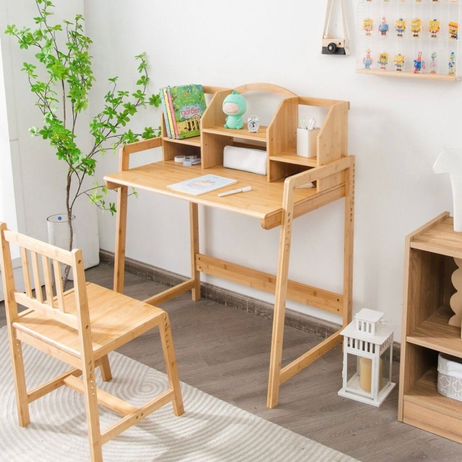 Toddler Furniture & Accessories littlehelper | Children'S Eco Bamboo Desk & Chair | Height Adjustable | Bookshelf | 3-10 Years