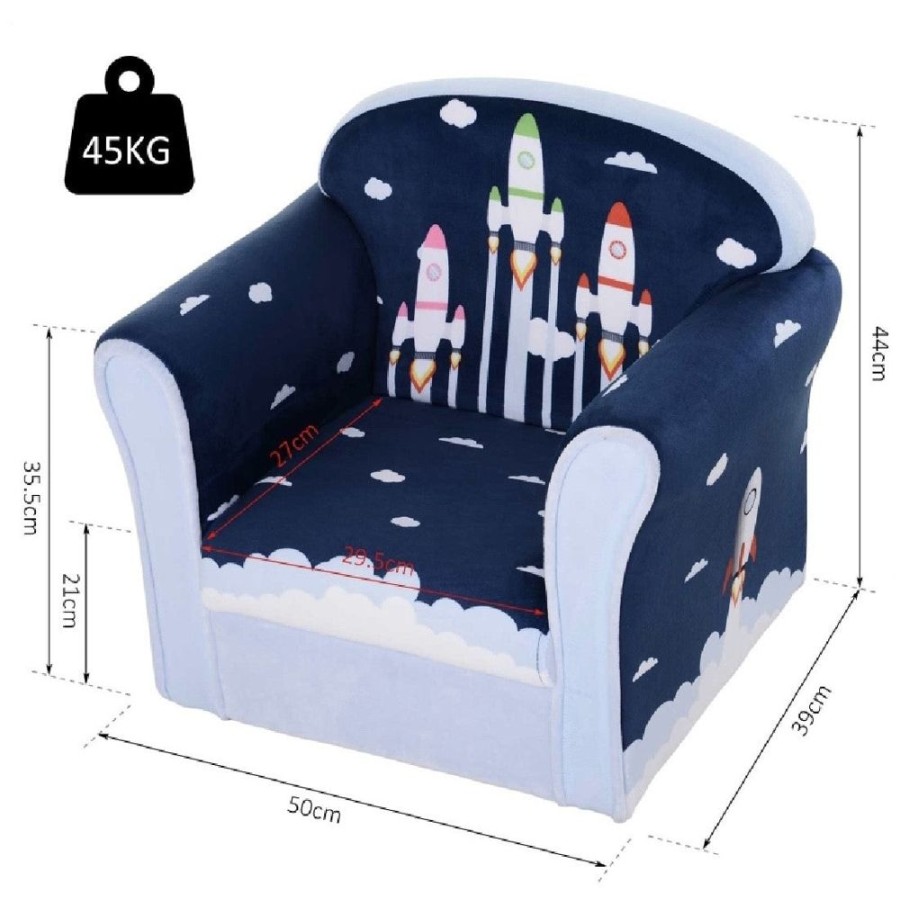 Toddler Furniture & Accessories littlehelper | Blast-Off Children'S Rocket Themed Armchair | Blue | 3-9 Years