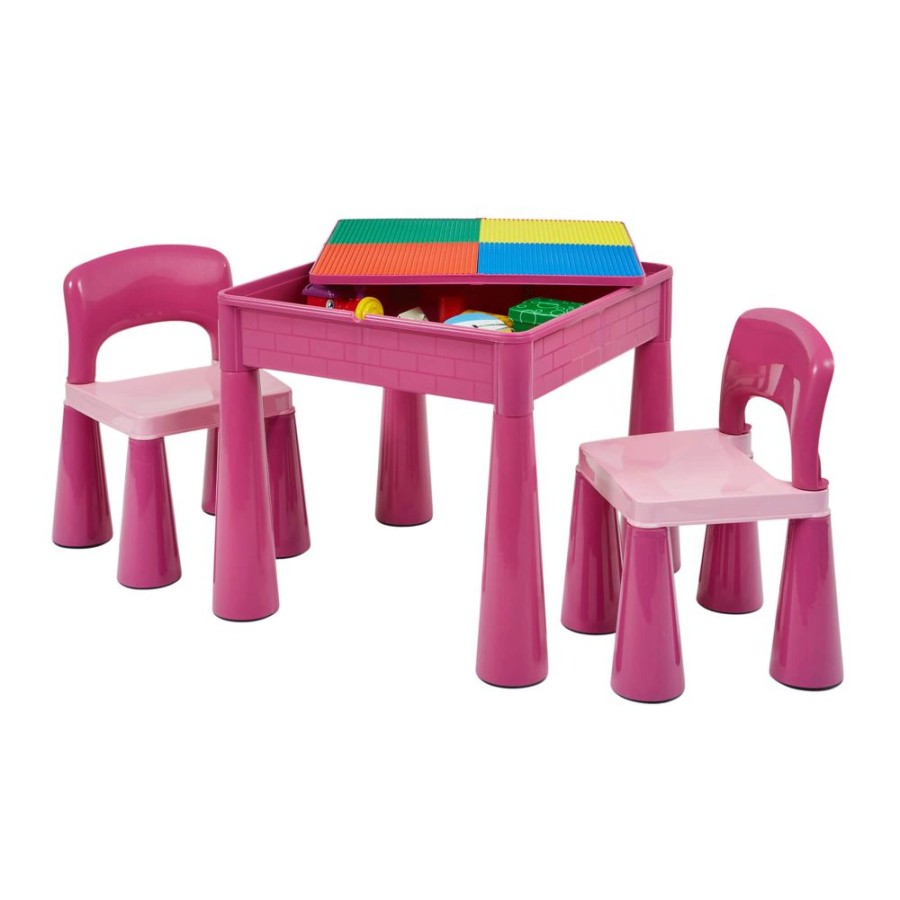 Playtime littlehelper Sand & Water Table | Children'S Indoor | Outdoor Multipurpose Plastic Table & 2 Chairs Set | Lego Board | Sand & Water Pit | Pink