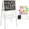 Playtime littlehelper | Montessori Double Sided Wooden Easel | Magnetic | Whiteboard, Magnets & Chalk | White | 98Cm High