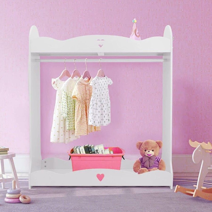 Toddler Furniture & Accessories littlehelper | Large Deluxe Montessori Dress Up Rail | Mirror & Storage | White | 1.06M High