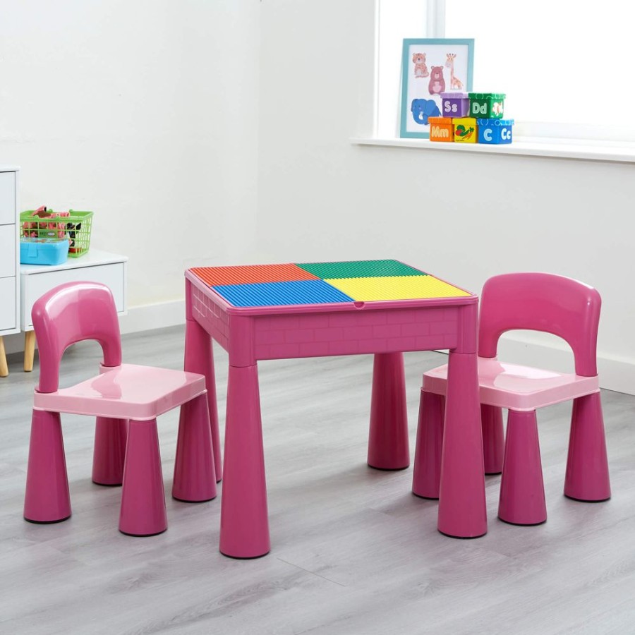 Toddler Furniture & Accessories littlehelper | Children'S Indoor | Outdoor Multipurpose Plastic Table & 2 Chairs Set | Lego Board | Sand & Water Pit | Pink