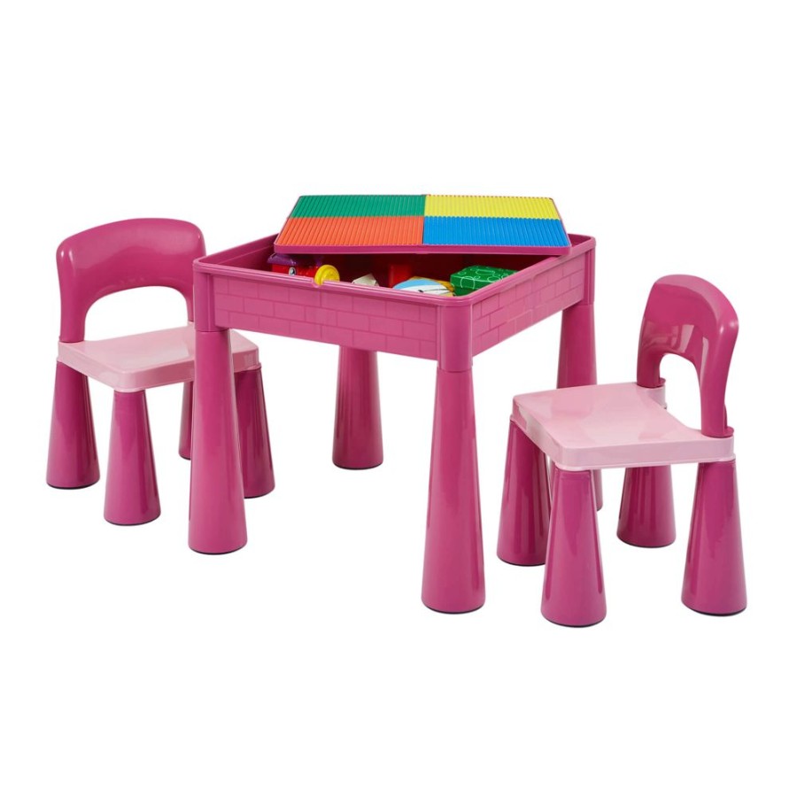 Toddler Furniture & Accessories littlehelper | Children'S Indoor | Outdoor Multipurpose Plastic Table & 2 Chairs Set | Lego Board | Sand & Water Pit | Pink