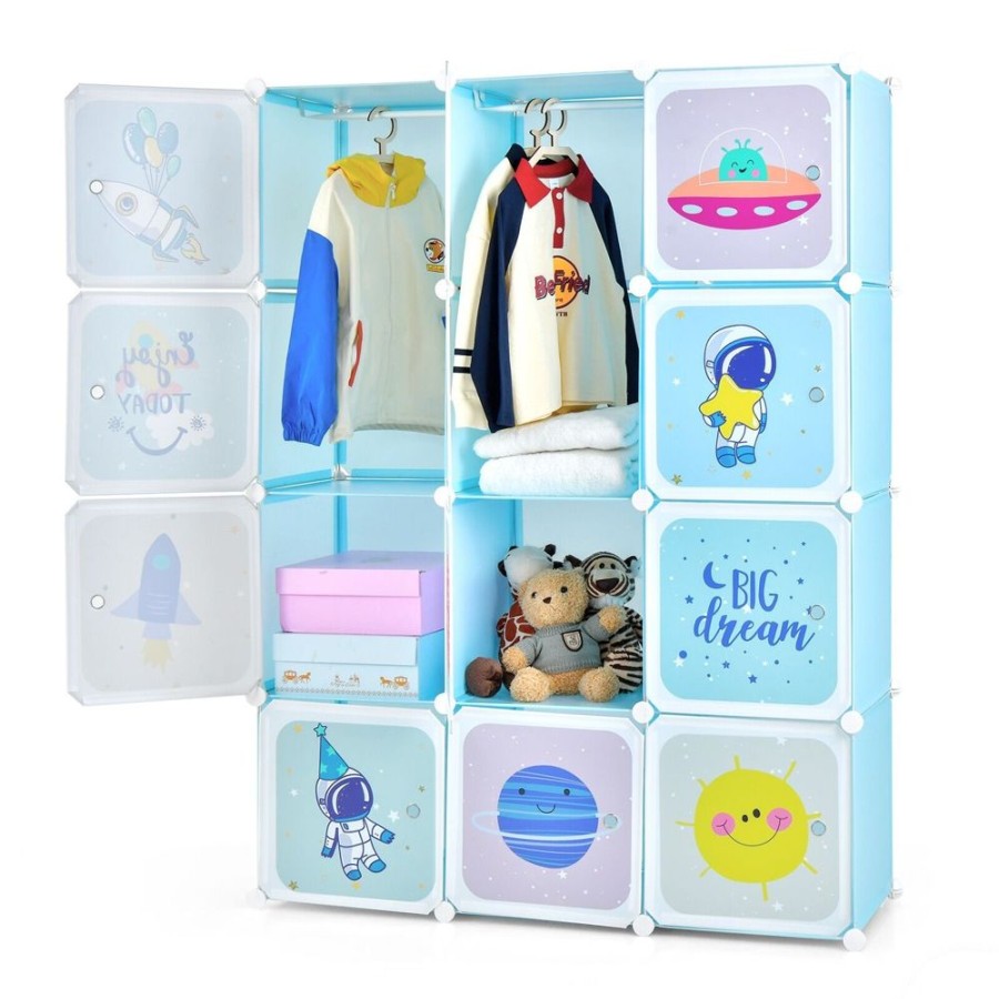 Toddler Furniture & Accessories littlehelper | Large Portable Wardrobe Cum Storage Unit | 12 Cubes | Toy Storage | Blue