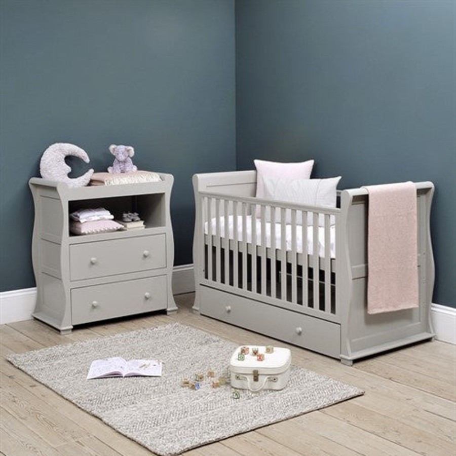 Baby & Nursery littlehelper Cot Beds | 4-In-1 Cocoon Cot Bed With Drawer | Wooden Cot | Toddler Bed | Warm Grey