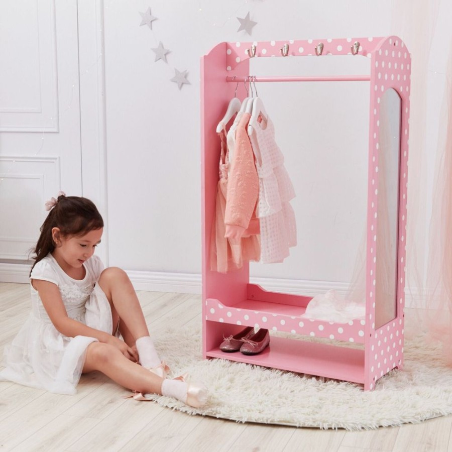 Toddler Furniture & Accessories littlehelper | Montessori Dress Up Rail | 2 Tier Shelves With Mirror & Shoe Space | Pink | 1.02M