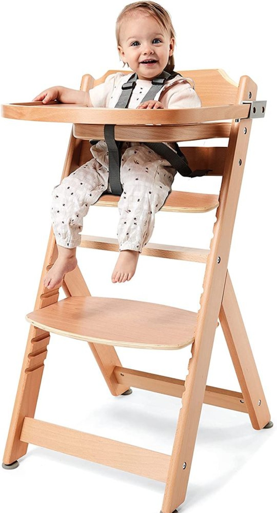 Mealtime littlehelper | Grow-With-Me 3-In-1 Adjustable Height Eco Wooden High Chair With 5 Point Harness | Tray & Insert Option | Natural | 6M - 10 Years