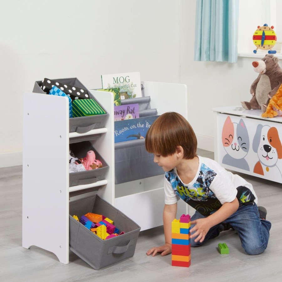 Toddler Furniture & Accessories littlehelper | Montessori Toy Storage Unit & Bookcase | 3 Storage Bins | White