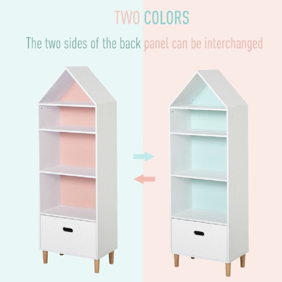 Toddler Furniture & Accessories littlehelper | Large Interchangeable Montessori Bookcase | Kids Toy Storage | Blue Or Pink And White | 1.42M High | 3 Years+