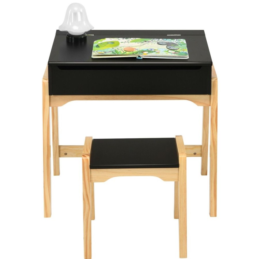 Toddler Furniture & Accessories littlehelper | Childrens Desk And Chair Set | Homework Desk | Black & Natural Finish | 3 Years+