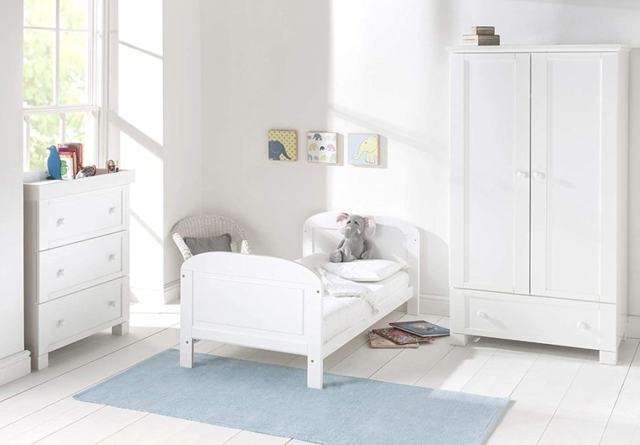 Baby & Nursery littlehelper Cot Beds | Crescent Wooden Cot Bed | 2-In-1 Cot Bed | Pure White