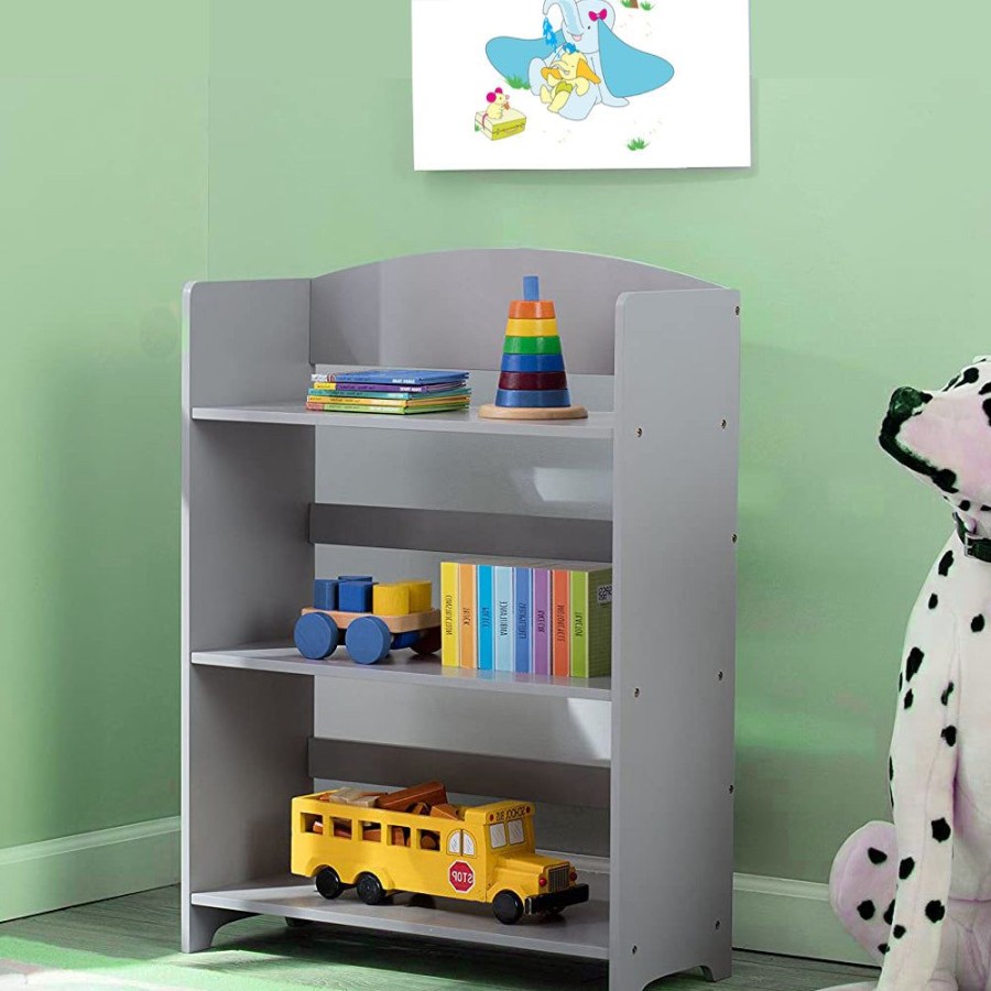 Playtime littlehelper Montessori Toys & Products | Children'S Wood Montessori 3 Tier Bookcase | Modern Design | Grey | 84Cm High